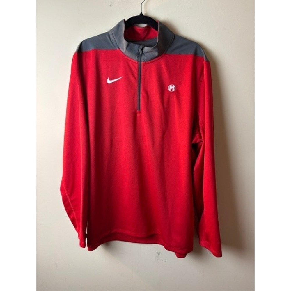 New Mens XL Nike 1/4 Zip Pullover Red Mock Neck Football Performance Activewear